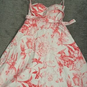 Floral belted midi dress